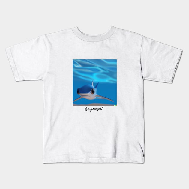 Under the Sea: Digital Art of a Baby Shark in its Natural Habitat Kids T-Shirt by Karen Ankh Custom T-Shirts & Accessories